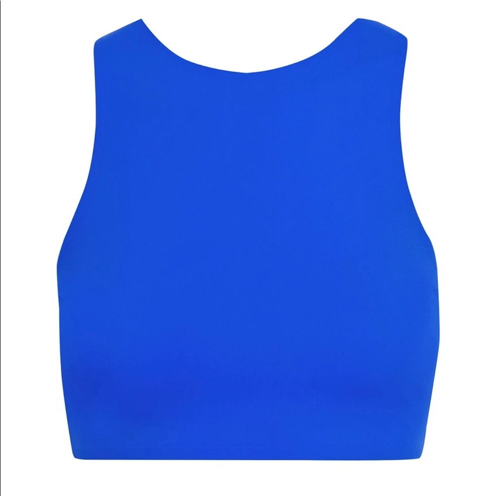 REEBOK X VICTORIA BECKHAM
Cropped logo-appliquéd stretch top Size L bright blue